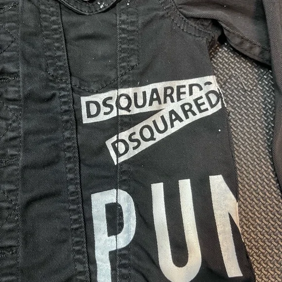 DSQUARED2 Kids Black Jean Jacket with Red and White Accents